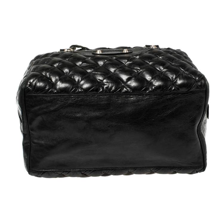 Pre Owned Balenciaga Black Matelassé Leather RH MM Bag