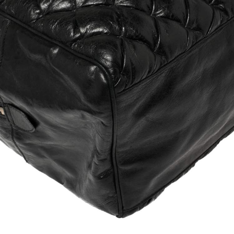 Pre Owned Balenciaga Black Matelassé Leather RH MM Bag