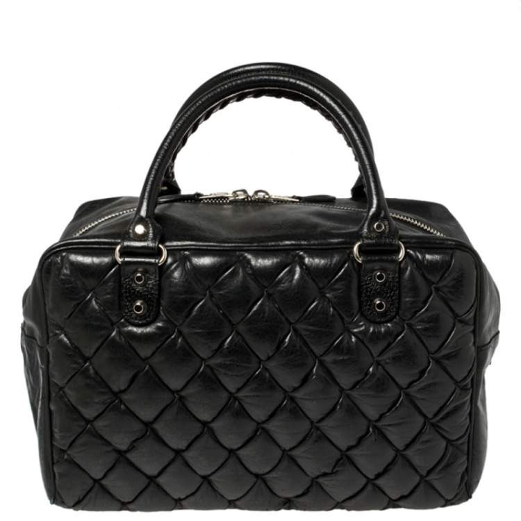 Pre Owned Balenciaga Black Matelassé Leather RH MM Bag