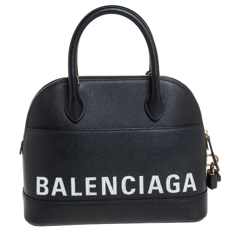 Pre Owned Balenciaga Black Leather S Ville Logo Satchel