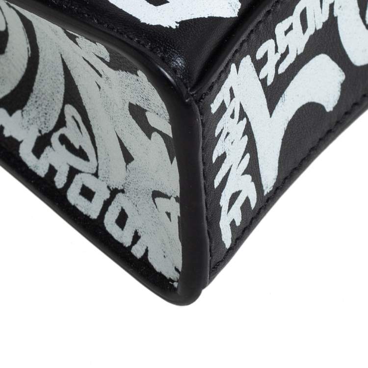 Pre Owned Balenciaga Black Leather Graffiti Hourglass Belt Bag