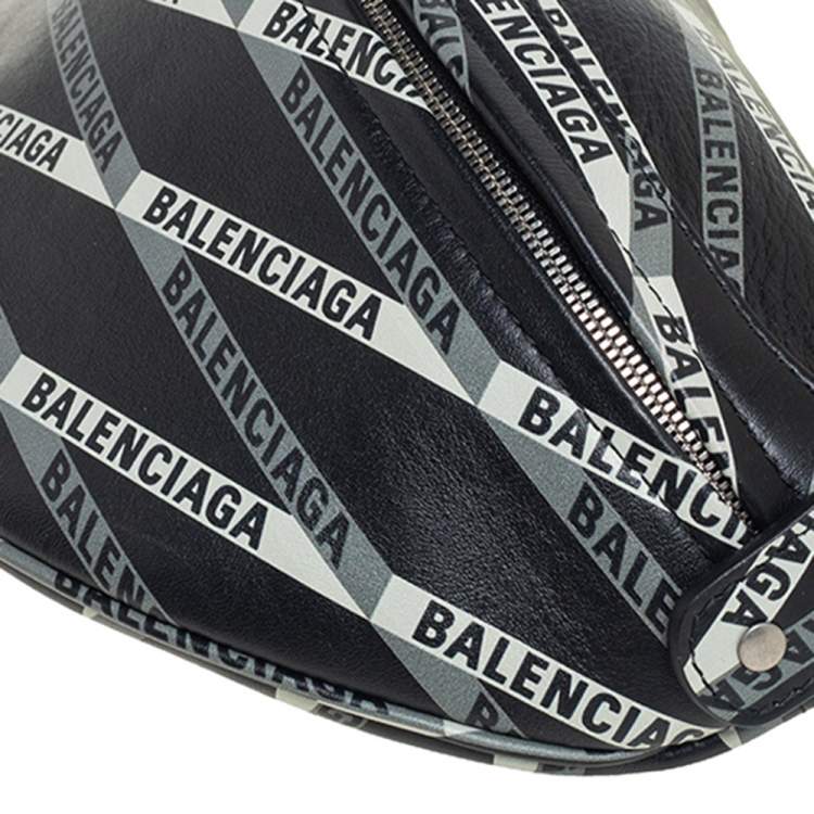 Pre Owned Balenciaga Black/White Leather XS Souvenir Bike Chain Bag