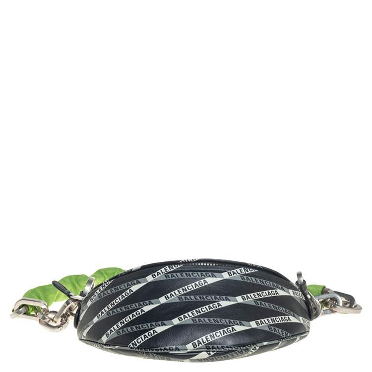 Pre Owned Balenciaga Black/White Leather XS Souvenir Bike Chain Bag