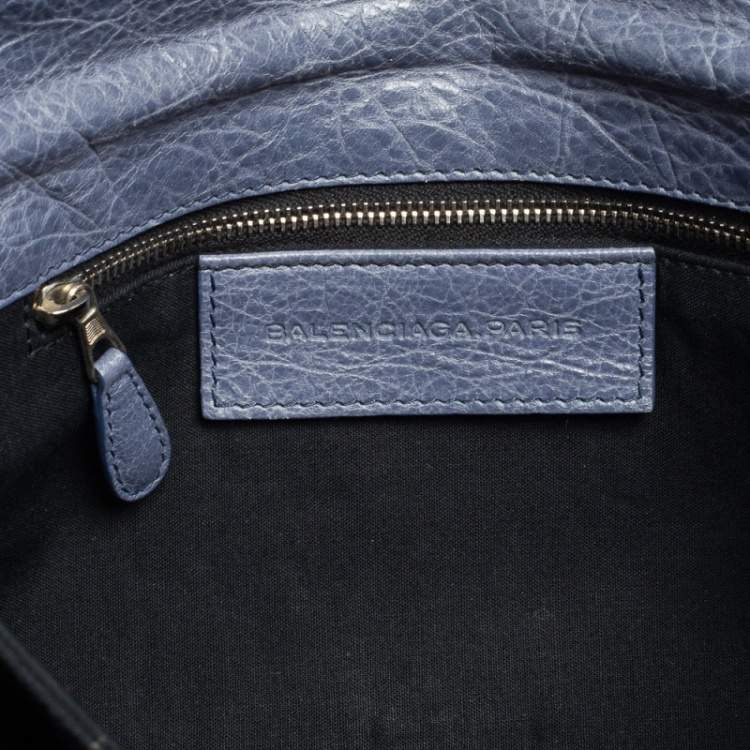 Pre Owned Balenciaga Bleu Glacier Leather Motocross SH Envelope Clutch