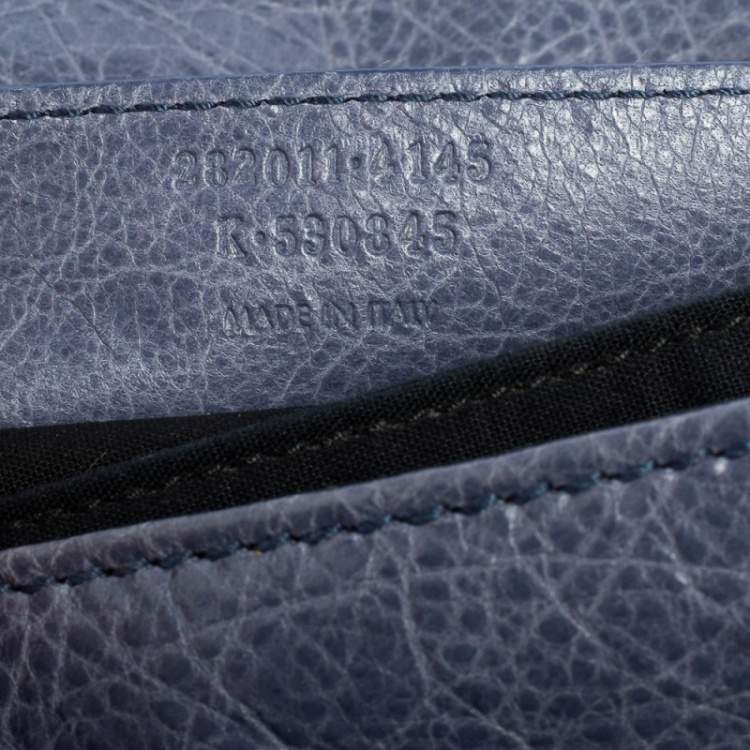 Pre Owned Balenciaga Bleu Glacier Leather Motocross SH Envelope Clutch