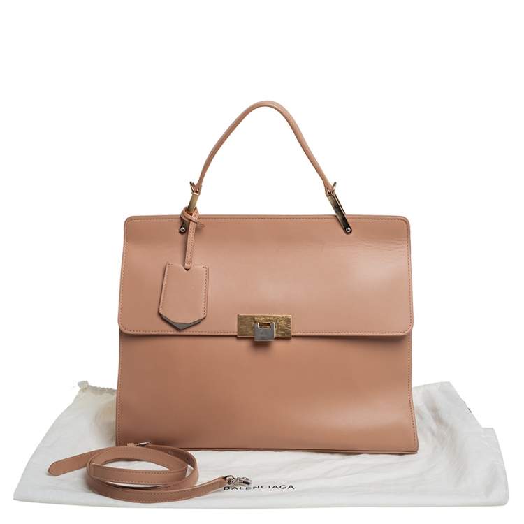 Pre Owned Balenciaga Beige Leather Le Dix Cartable Top Handle Bag