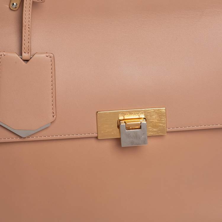 Pre Owned Balenciaga Beige Leather Le Dix Cartable Top Handle Bag