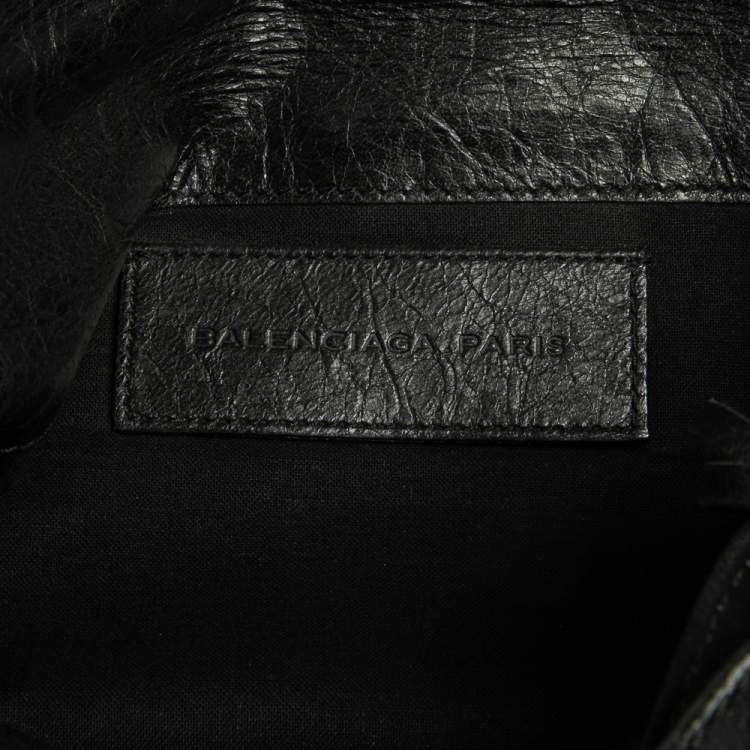 Pre Owned Balenciaga Black Leather Motocross Giant 21 Envelope Clutch