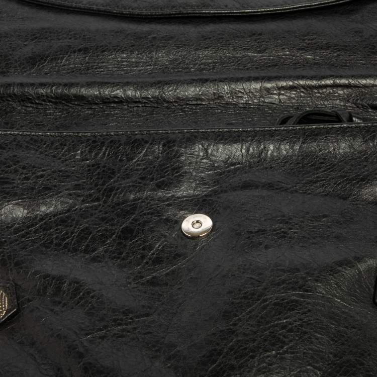 Pre Owned Balenciaga Black Leather Motocross Giant 21 Envelope Clutch