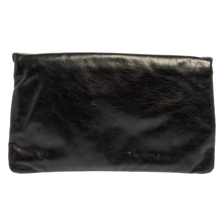 Pre Owned Balenciaga Black Leather Motocross Giant 21 Envelope Clutch