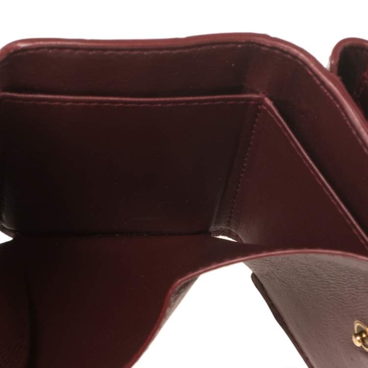 Pre Owned Balenciaga Burgundy Croc Embossed Leather Mini BB Wallet
