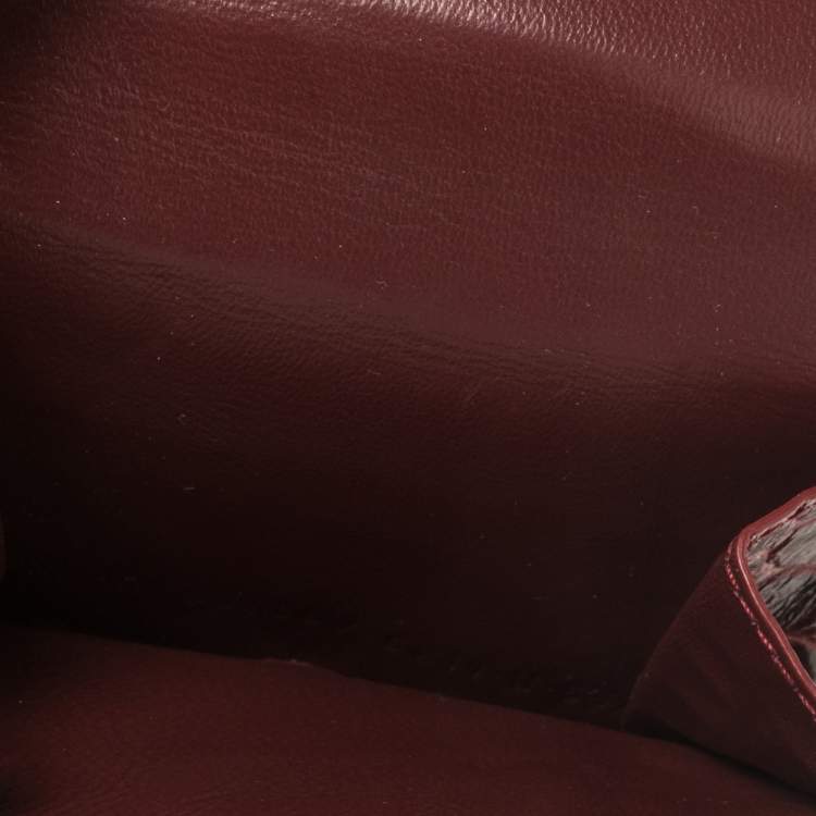Pre Owned Balenciaga Burgundy Croc Embossed Leather Mini BB Wallet