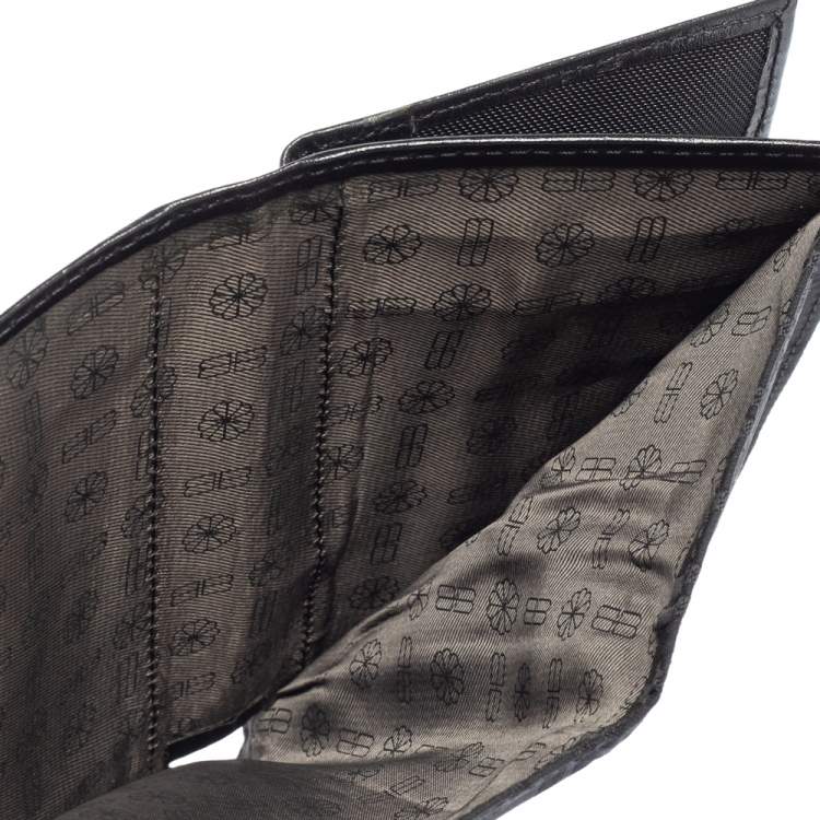 Pre Owned Balenciaga Black Monogram Nylon and Leather Trifold Wallet