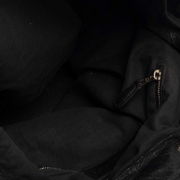 Pre Owned Balenciaga Black Leather GSH Pompon Bag