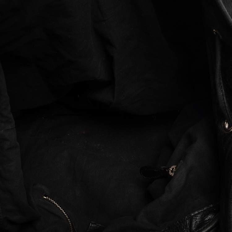 Pre Owned Balenciaga Black Leather GSH Pompon Bag