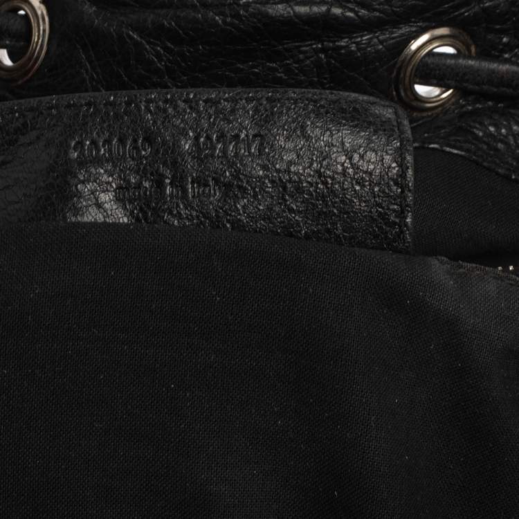 Pre Owned Balenciaga Black Leather GSH Pompon Bag