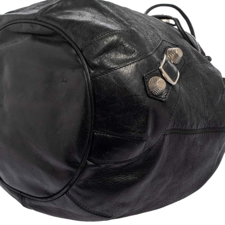 Pre Owned Balenciaga Black Leather GSH Pompon Bag