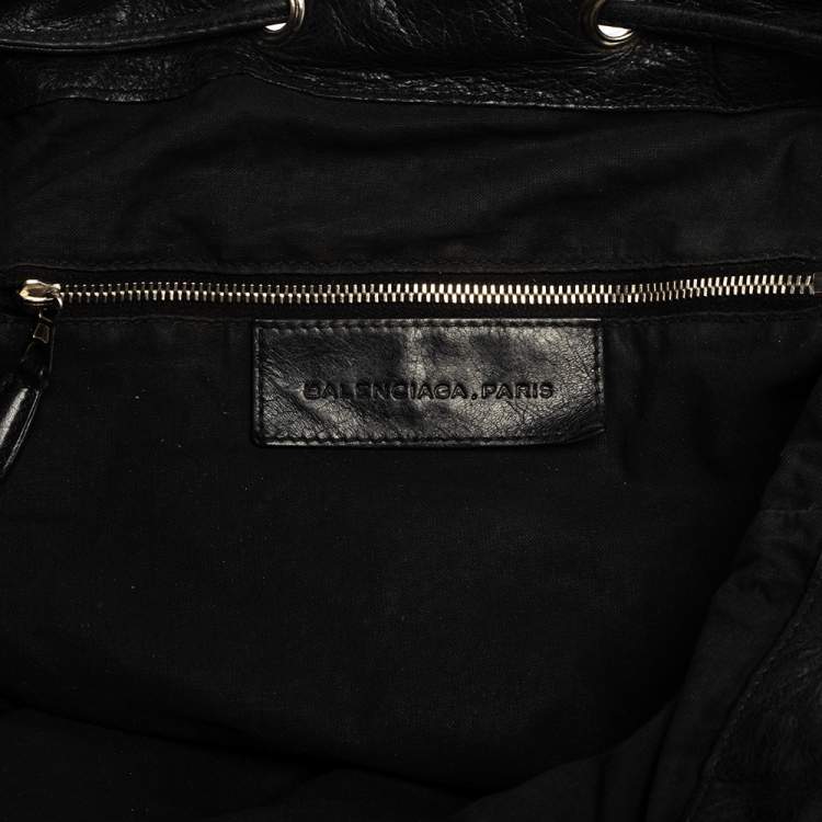 Pre Owned Balenciaga Black Leather GSH Pompon Bag