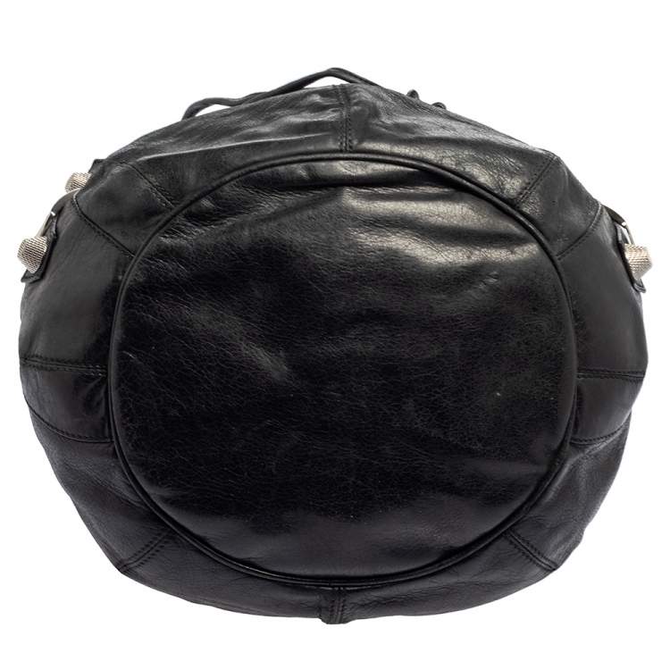 Pre Owned Balenciaga Black Leather GSH Pompon Bag