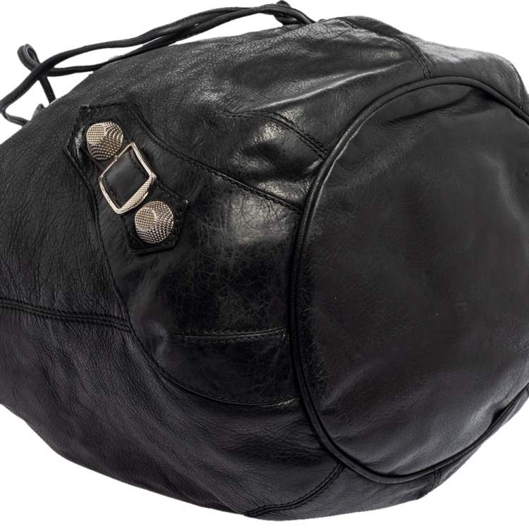 Pre Owned Balenciaga Black Leather GSH Pompon Bag