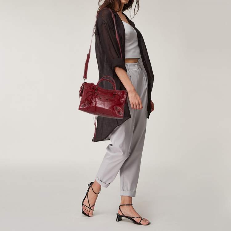 【関税＆送料込み】Balenciaga Bordeaux Leather City Flats Balenciaga Bordeaux Chevre Leather Motorcycle City Bag