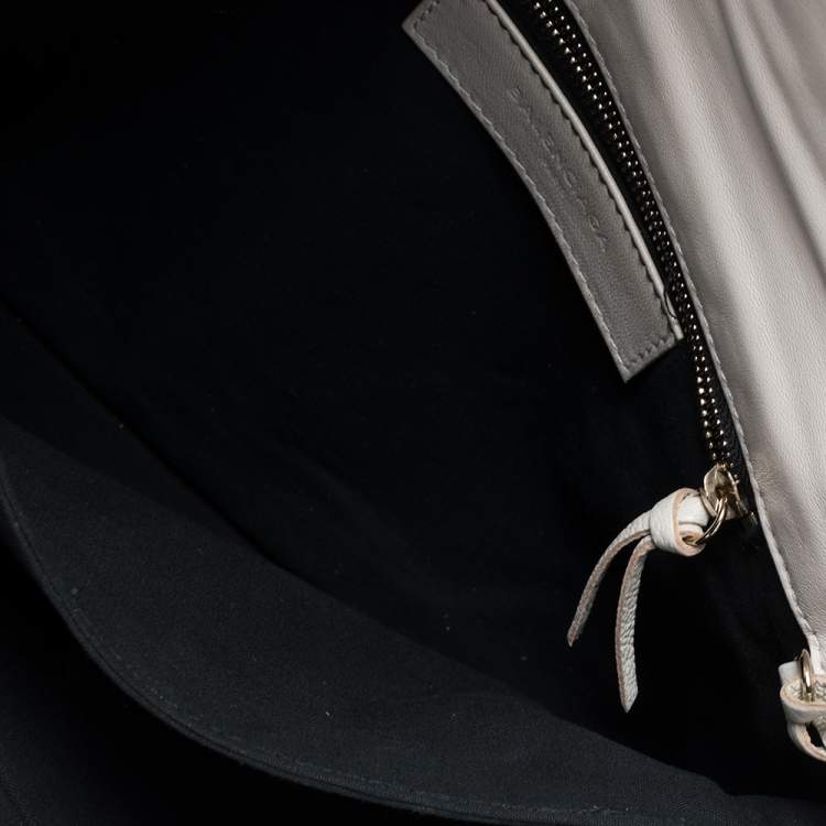Pre Owned Balenciaga White Leather Metallic Edge Envelope Clutch