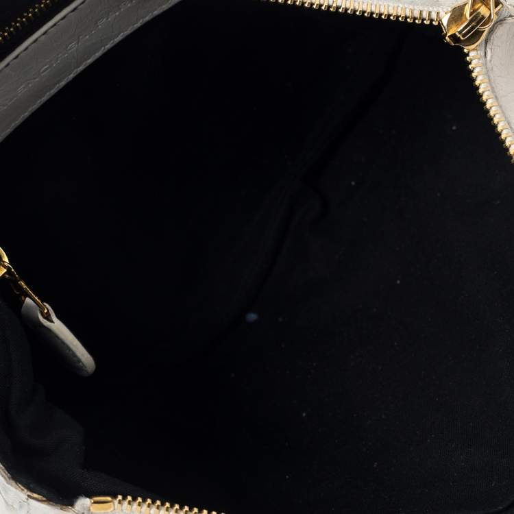 Pre Owned Balenciaga White Lambskin Leather Giant Gold Flat Clutch Bag