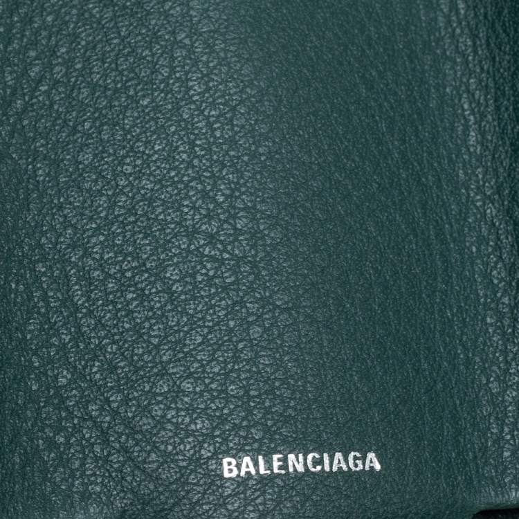 Pre Owned Balenciaga Vert Sauge Leather Mini Papier Wallet
