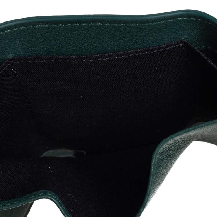 Pre Owned Balenciaga Vert Sauge Leather Mini Papier Wallet