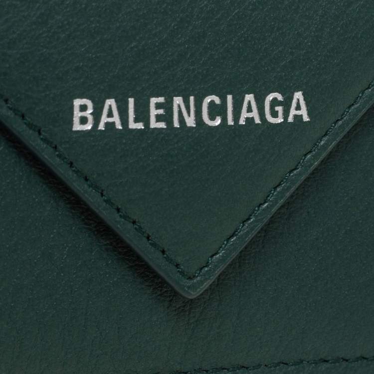 Pre Owned Balenciaga Vert Sauge Leather Mini Papier Wallet
