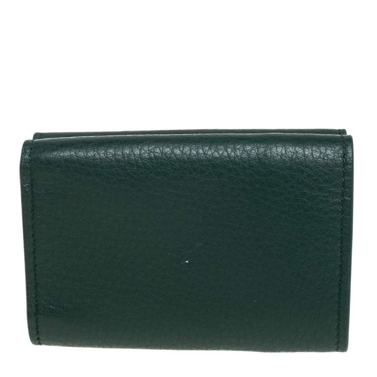 Pre Owned Balenciaga Vert Sauge Leather Mini Papier Wallet