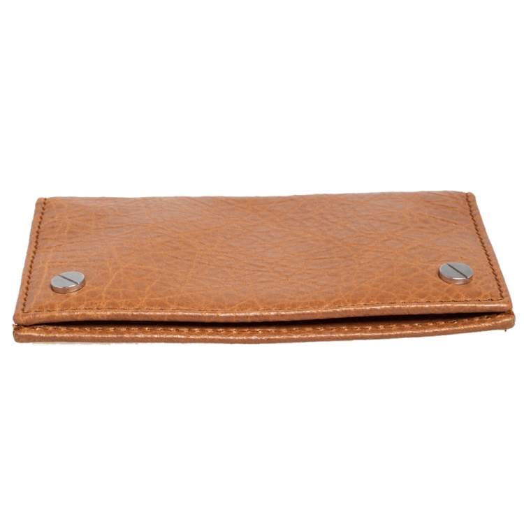 Pre Owned Balenciaga Cumin Leather Screw Bifold Card Holder