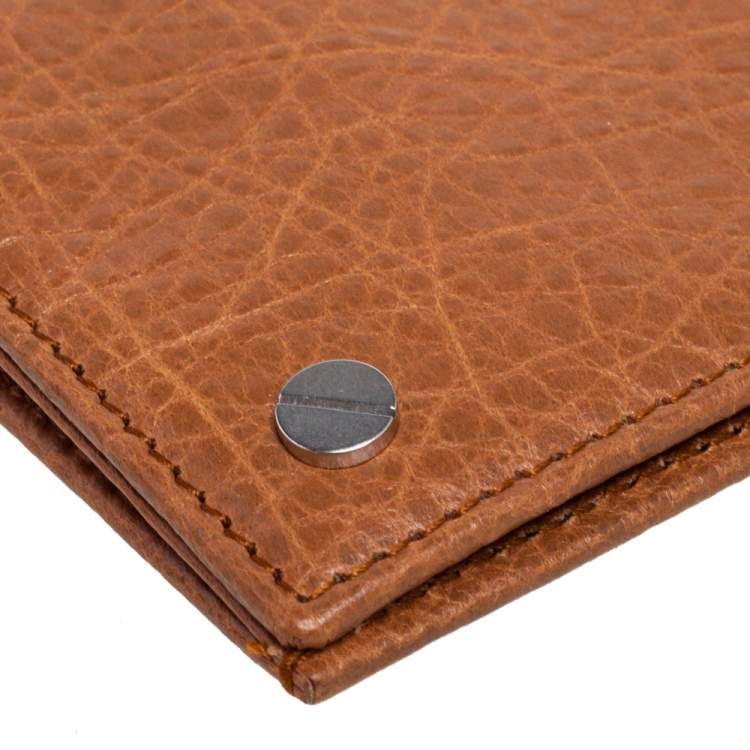 Pre Owned Balenciaga Cumin Leather Screw Bifold Card Holder