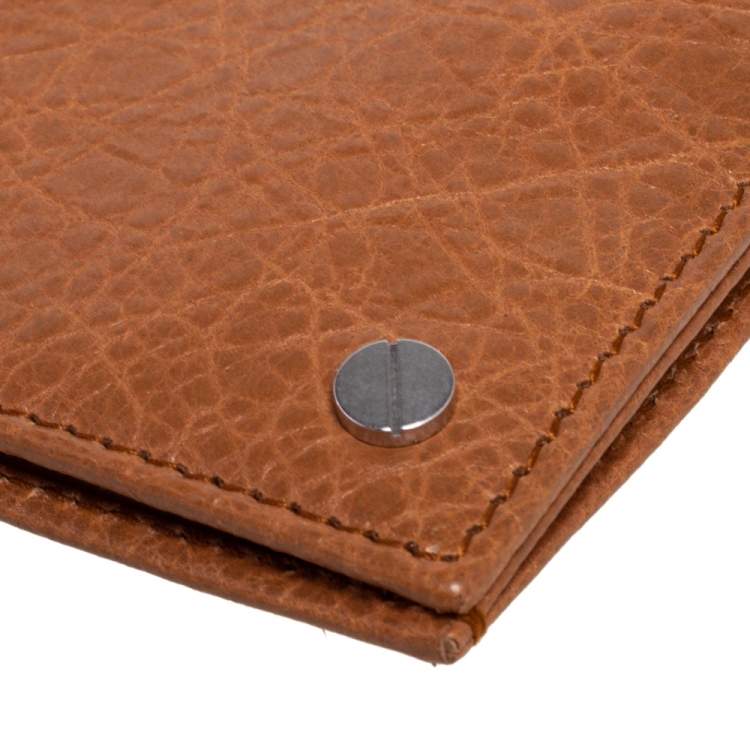 Pre Owned Balenciaga Cumin Leather Screw Bifold Card Holder