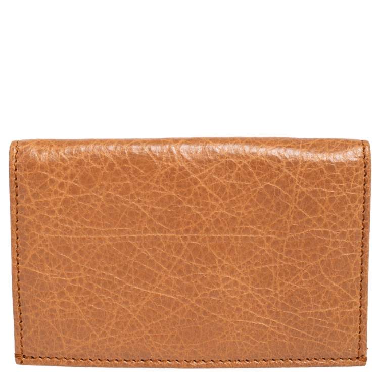 Pre Owned Balenciaga Cumin Leather Screw Bifold Card Holder