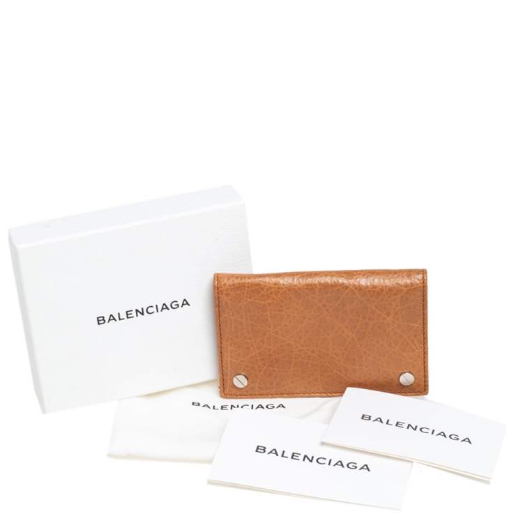 Pre Owned Balenciaga Cumin Leather Screw Bifold Card Holder