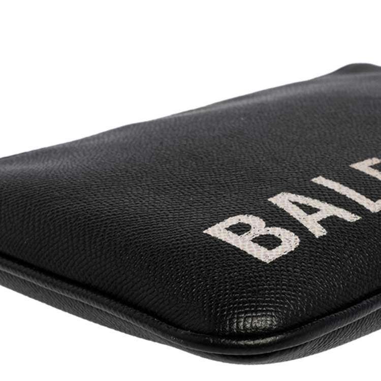 Pre Owned Balenciaga Black Leather Logo Pouch