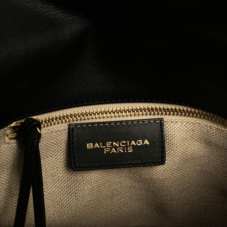 Pre Owned Balenciaga Black/Beige Leather and Python Flap Clutch