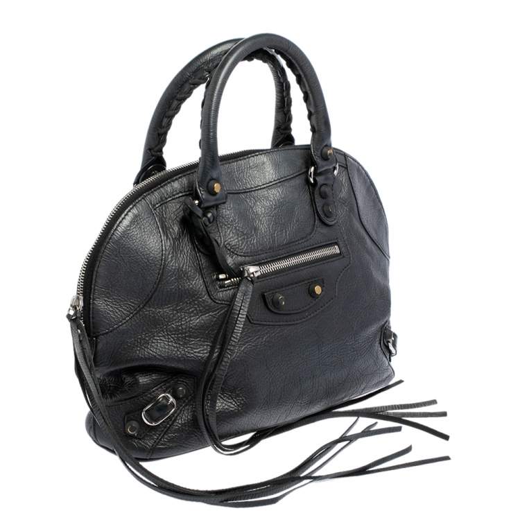 مملوكة مسبقًا Balenciaga Black Leather Classic RH Bowler Satchel
