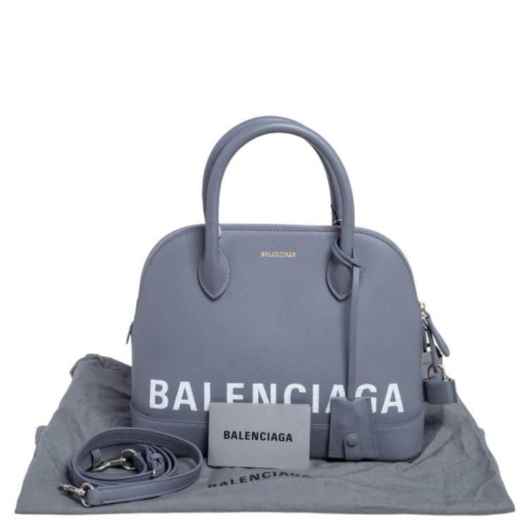 Pre Owned Balenciaga Grey Leather S Ville Logo Satchel