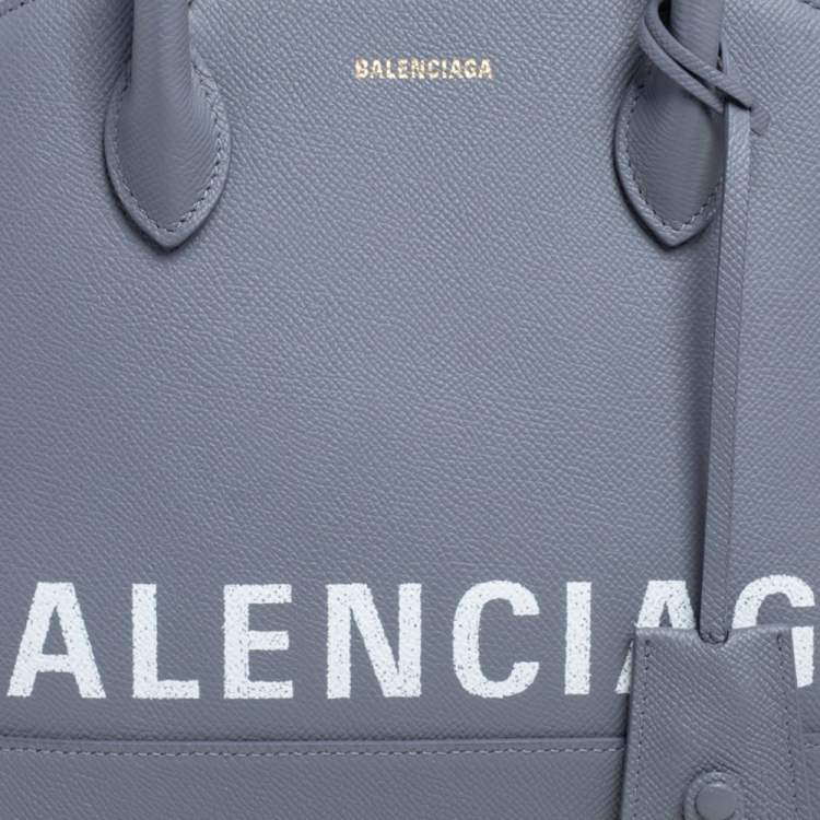 Pre Owned Balenciaga Grey Leather S Ville Logo Satchel