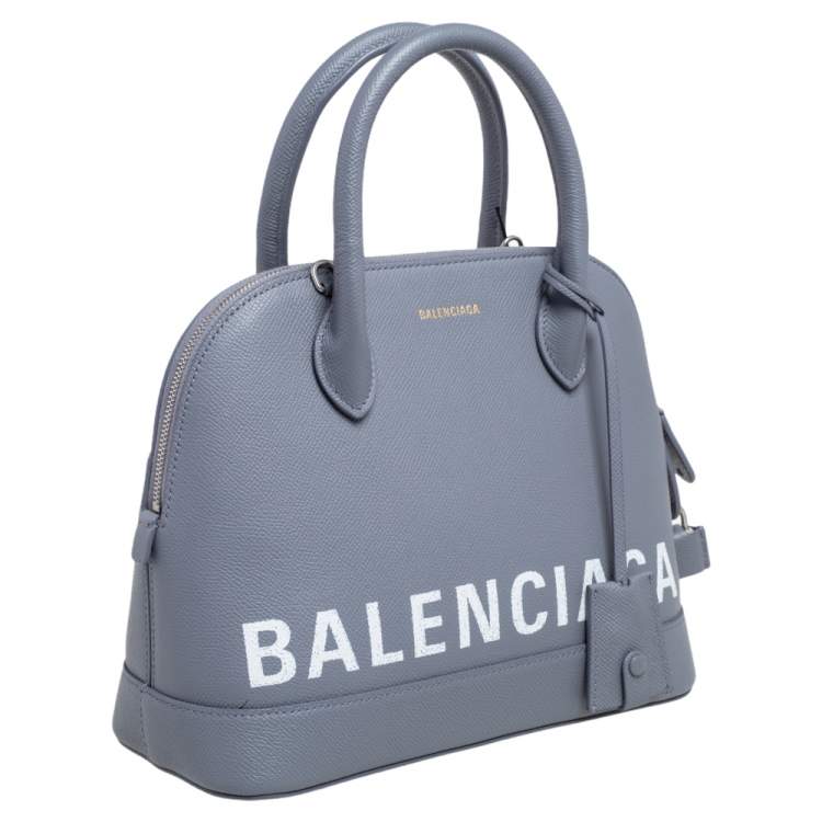 Pre Owned Balenciaga Grey Leather S Ville Logo Satchel