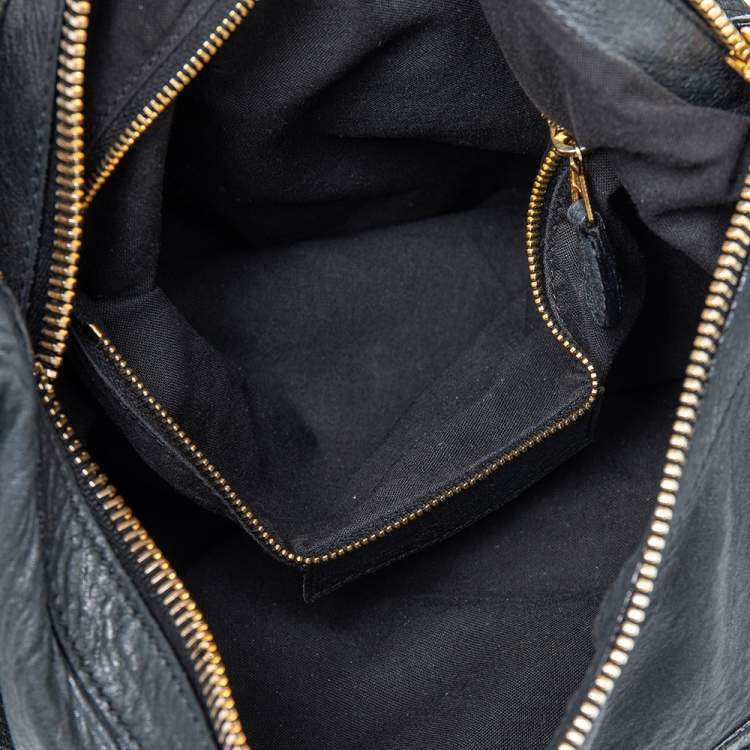 Pre Owned Balenciaga Black Leather Giant 21 Gold Hobo