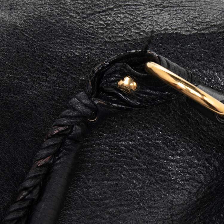 Pre Owned Balenciaga Black Leather Giant 21 Gold Hobo