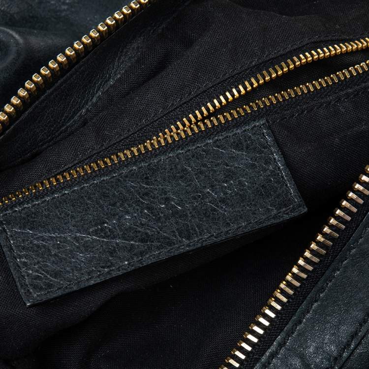 Pre Owned Balenciaga Black Leather Giant 21 Gold Hobo