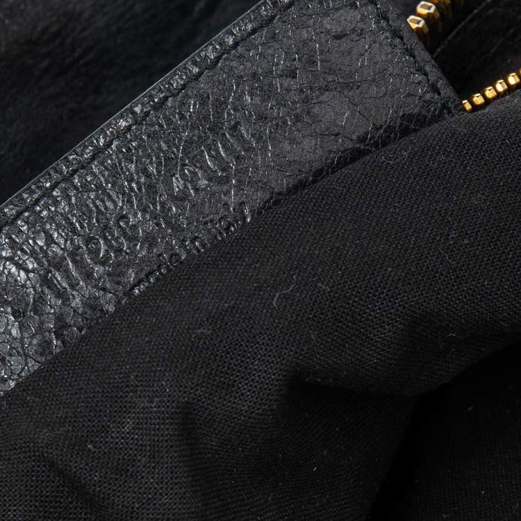 Pre Owned Balenciaga Black Leather Giant 21 Gold Hobo