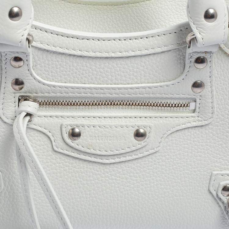 Pre Owned Balenciaga White Leather Mini Neo Classic Tote