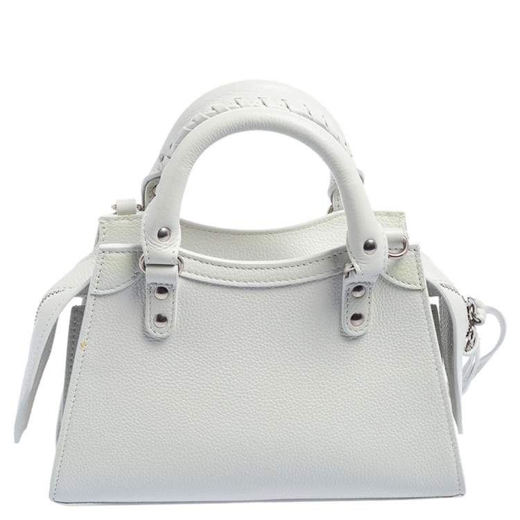 Pre Owned Balenciaga White Leather Mini Neo Classic Tote