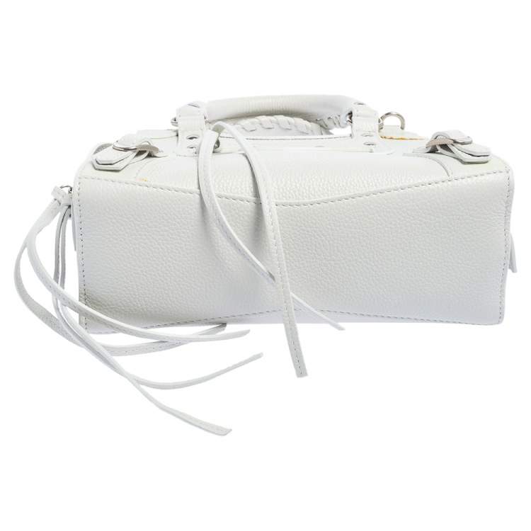 Pre Owned Balenciaga White Leather Mini Neo Classic Tote