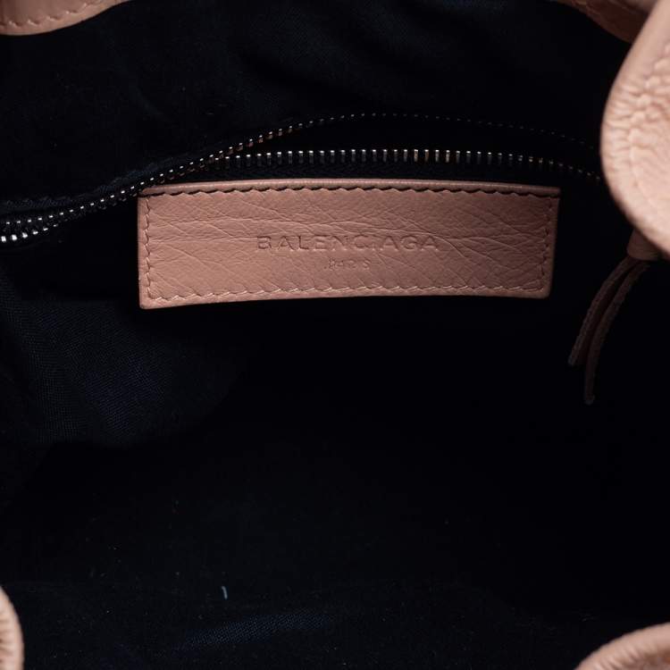 Pre Owned Balenciaga Salmon Pink Leather Mini Pompon RH Hobo